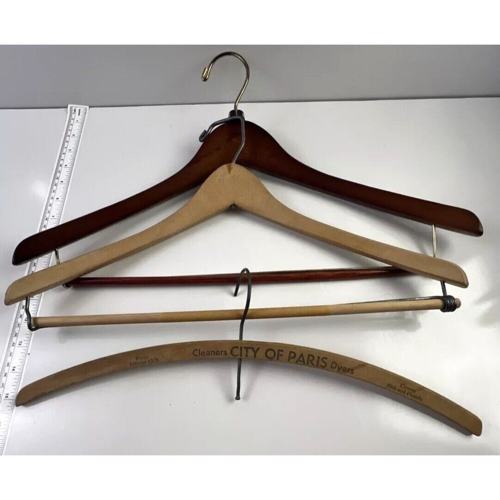 Wood Hangers Mixed Lot of 3 Vintage Jacket/Pant/Dress